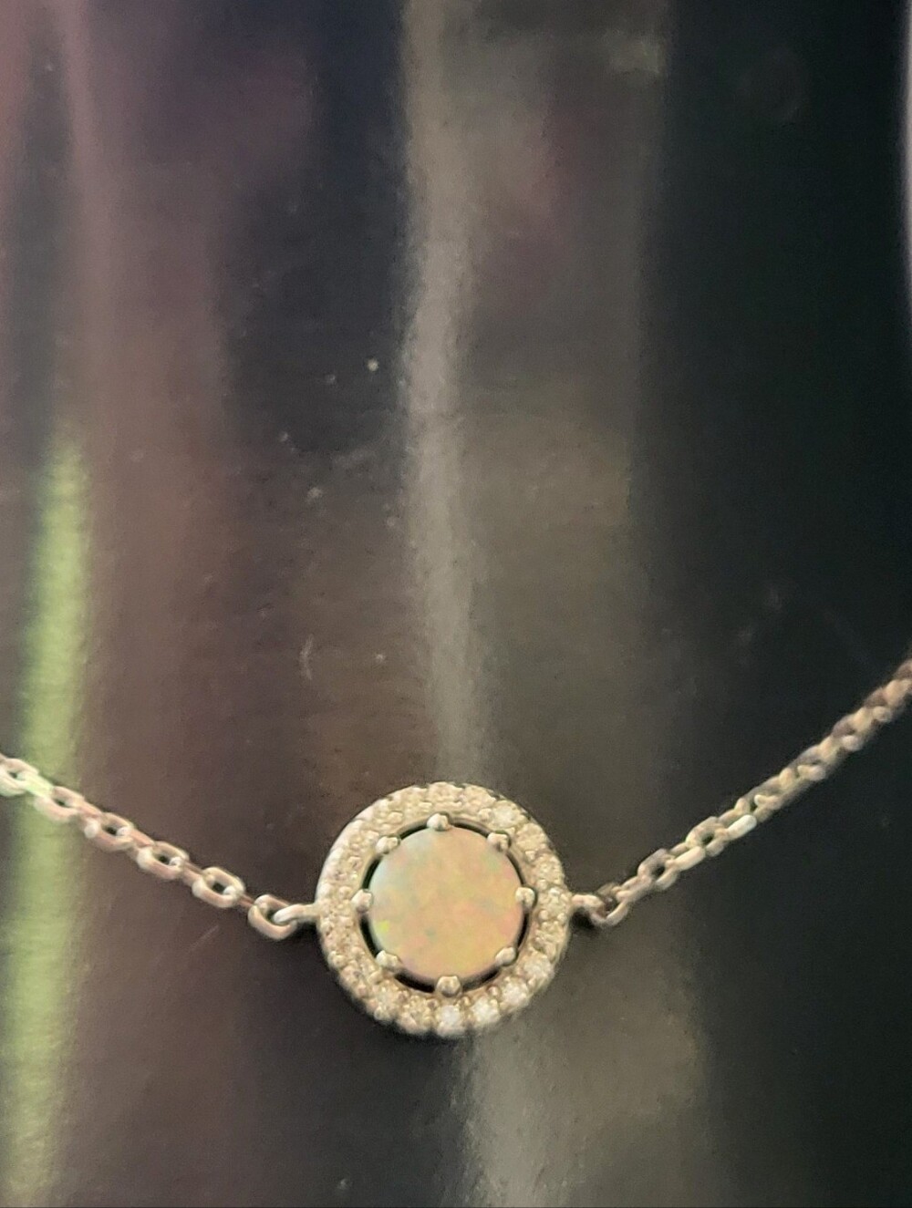 Delicate Sterling Silver Lab Created White Opal  Bracelet. 7 To 8 Inches